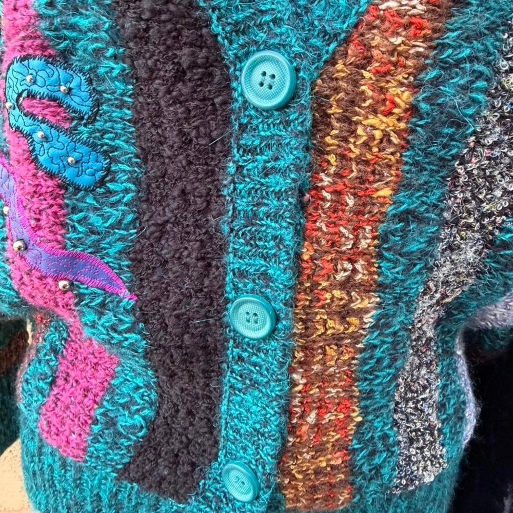Vintage Jaclyn Smith funky knit cardigan sweater - Picture 4 of 6